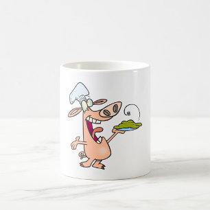 Caneca De Café Chef Porco Com Comida