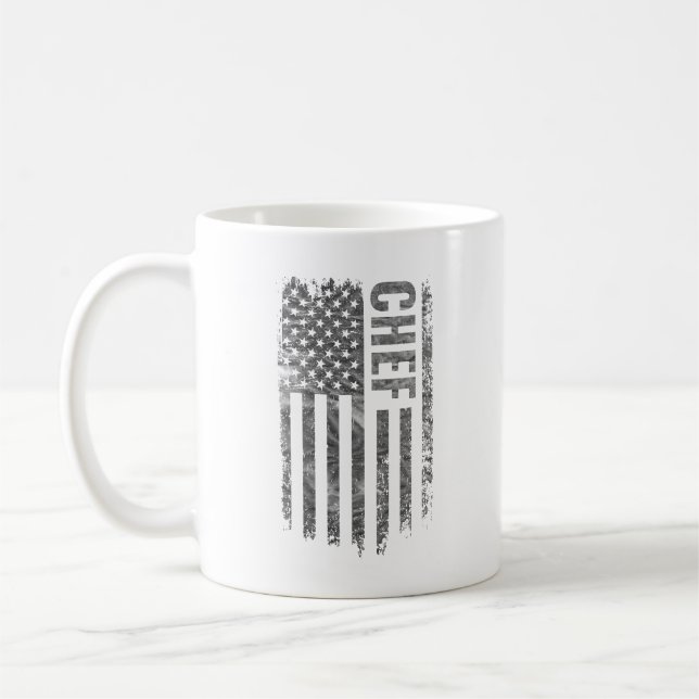 Caneca De Café Chef USA Flag Distressed design (Esquerda)