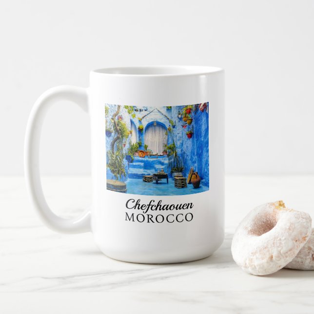 Caneca De Café Chefchaouen Blue City Marrocos Oil Painting Boho (Com Donut)