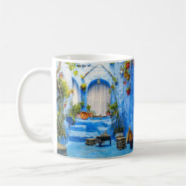 Caneca De Café Chefchaouen Blue City Marrocos pintando boêmia