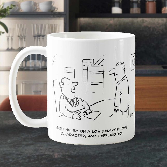 Caneca De Café Chefe Aplaude Trabalhador por se Virar com Salário (Criador carregado)