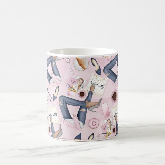 Caneca De Café Chefe de Garota Desenhada Mão (Centro)