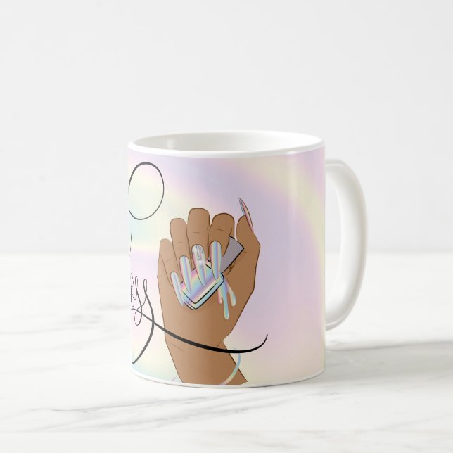 Caneca De Café Chefe de unha, técnico de unhas, unhas longas, Hol (Frente Esquerda)
