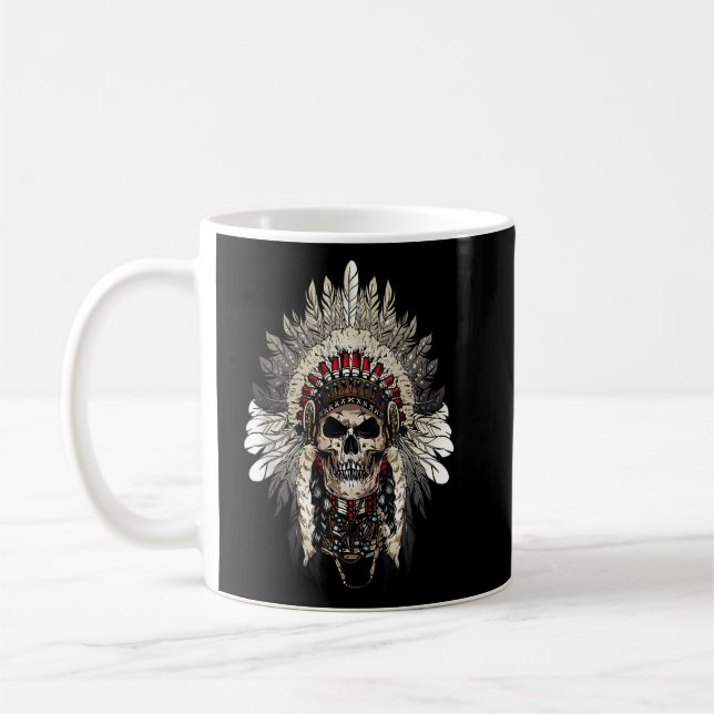Caneca De Café Chefe Indiano De Cabeçalho Tribal Para Indígenas (Esquerda)
