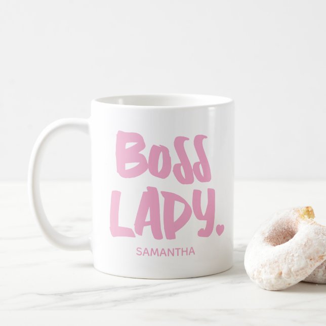 Caneca De Café Chefe Lady Pink Proprietária de Negócios Empreende (Com Donut)