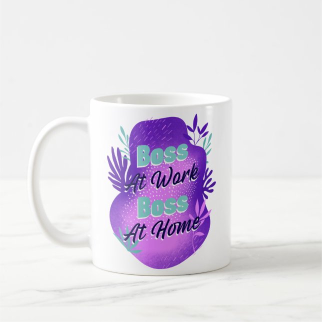 Caneca De Café Chefe no Trabalho Chefe em Casa Camiseta de Mãe Tr (Esquerda)