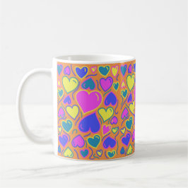 Caneca De Café Cheio de corações coloridos