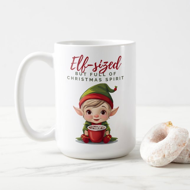 Caneca De Café Cheio do Espírito de Natal, Mug de Férias (Com Donut)