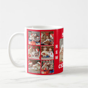 CANECA DE CAFÉ CHEIO FOTO COLAGEM MERRY NATMAS MUG RED BRANCO