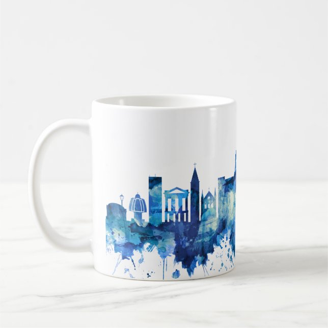 Caneca De Café Chennai Tamil Nadu Skyline Blue (Esquerda)