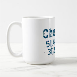 Caneca De Café Chernihiv Ucrânia Latitude e Longitude Desgastado