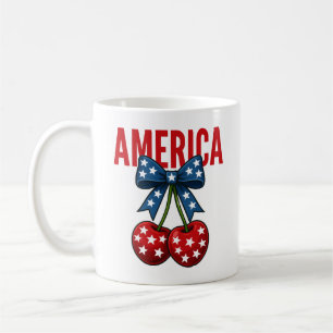 Caneca De Café Cherry American Flag Coquette 4 de julho