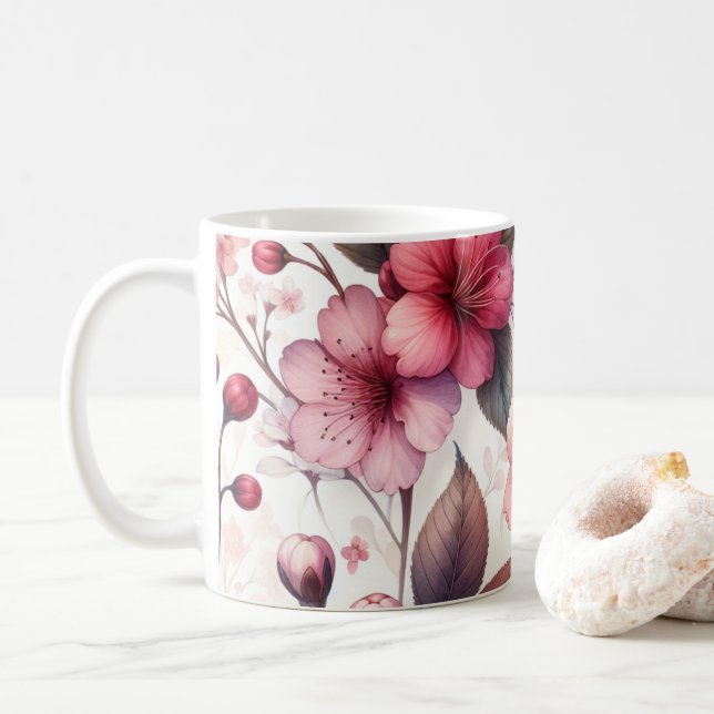 Caneca De Café Cherry Blossom (Com Donut)