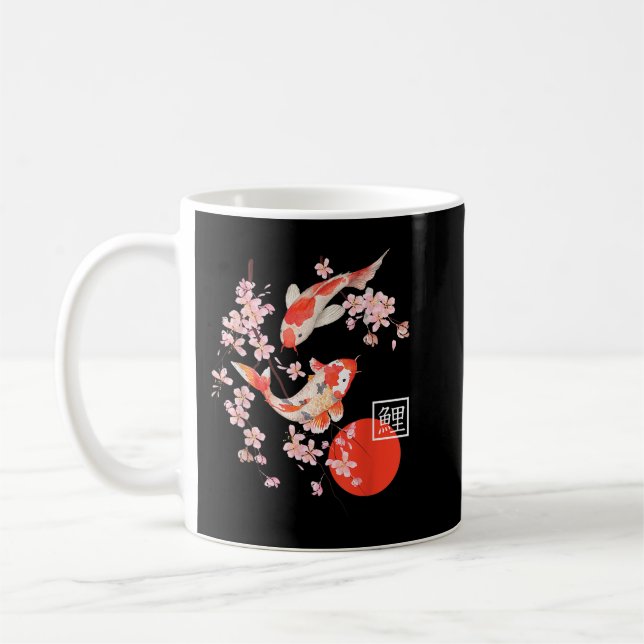 Caneca De Café Cherry Blossom Koi Carp Fish Sakura Japonês (Esquerda)