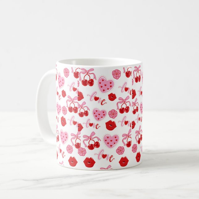 Caneca De Café Cherry Clube Mug– Cute Aesthetic MUG (Frente Esquerda)