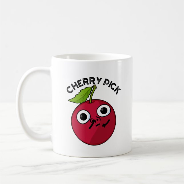 Caneca De Café Cherry Pick Funny Fruta Pun (Esquerda)