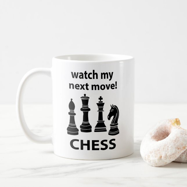 Caneca De Café Chess Assista Meu Próximo Chess (Com Donut)