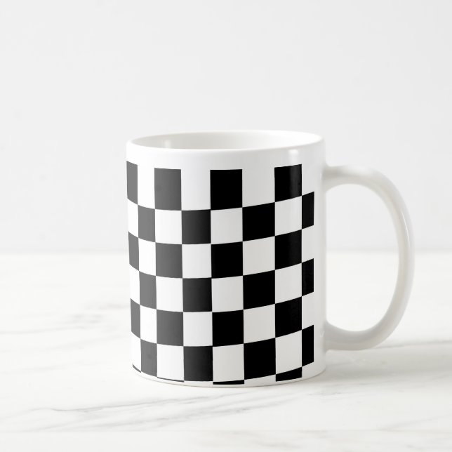Caneca De Café Chess checkered race padrão preto branco (Direita)