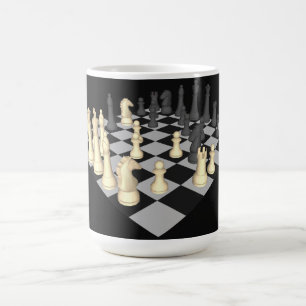 Caneca De Café Chessboard com peças de xadrez - Mug personalizado