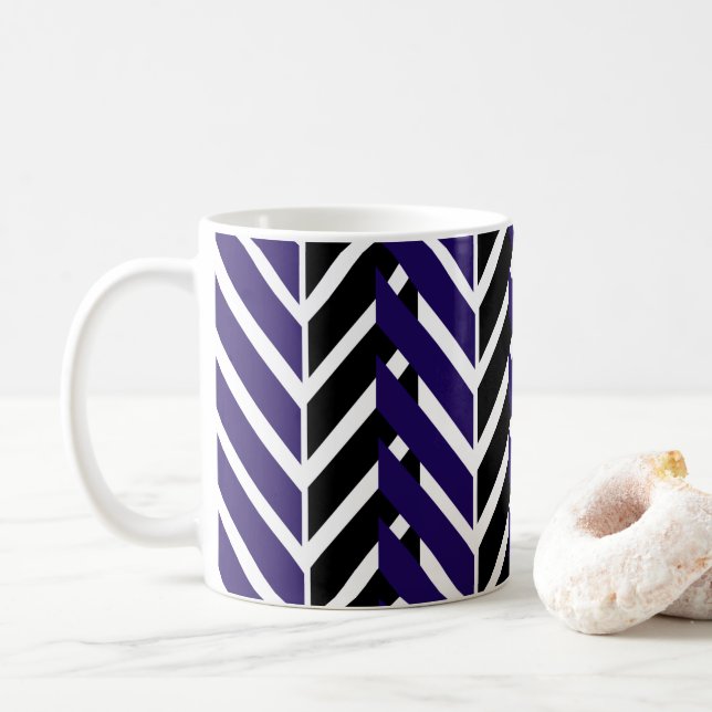 Caneca De Café Chevron Azul (Com Donut)