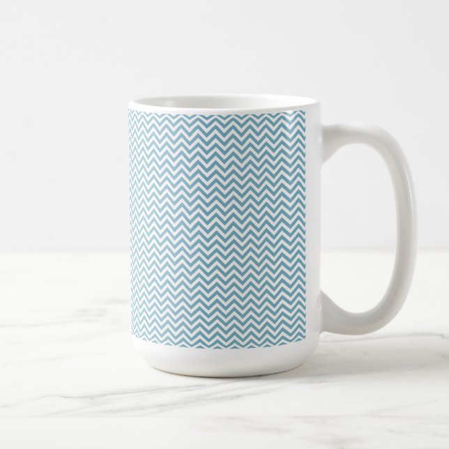Caneca De Café Chevron Azul com Monograma (Direita)