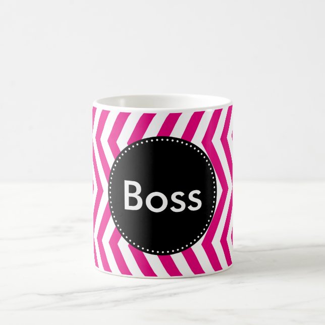 Caneca De Café Chevron branco-rosa-quente e minúsculo (Centro)