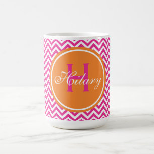 Caneca De Café Chevron formal no rosa quente