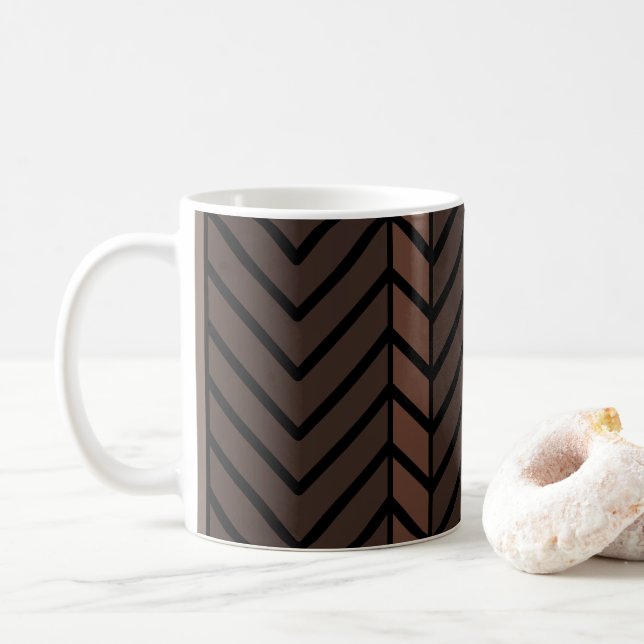 Caneca De Café Chevron Pattern Brown (Com Donut)