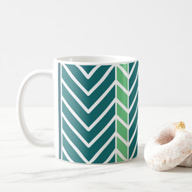 Caneca De Café Chevron Pattern Teal (Com Donut)