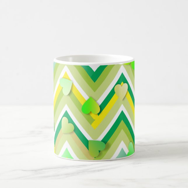 Caneca De Café Chevron Verde E Amarelo (Centro)