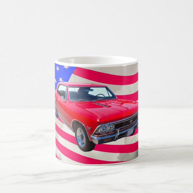 Caneca De Café Chevy Chevelle SS 396 com bandeira americana (Centro)