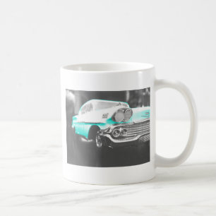 Caneca De Café Chevy impala, carro clássico azul brilhante 1958
