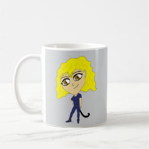 Caneca De Café Chibi com uma cauda de gato