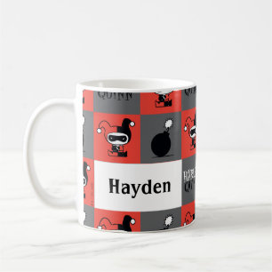 Caneca De Café Chibi Harley Quinn Checker Patterno