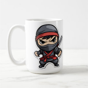 Caneca De Café Chibi Ninja Warrior Cartoon - Artes Marciais Aterr