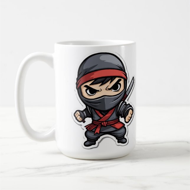 Caneca De Café Chibi Ninja Warrior Cartoon - Artes Marciais Aterr (Esquerda)