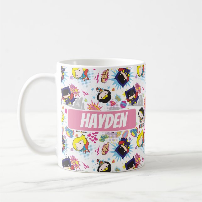 Caneca De Café Chibi Super Heroine Pattern (Esquerda)