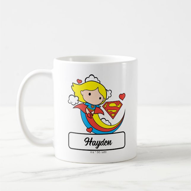 Caneca De Café Chibi Supergirl Flying Rainbow (Esquerda)