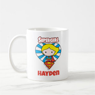 Caneca De Café Chibi Supergirl Starburst Heart and Logo