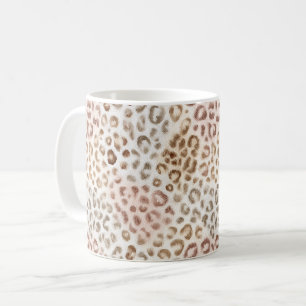 Caneca De Café Chic Bege Marfim Leopardo