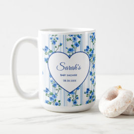 Caneca De Café Chic Boho Blue Wildflower Boy floral Baby Shower 