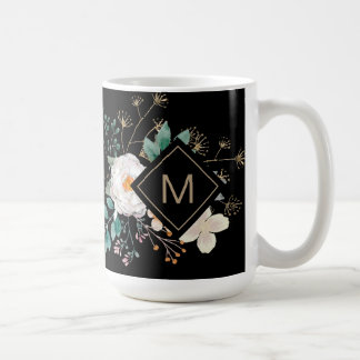 Caneca De Café Chic Botânico Monograma De Café Mug