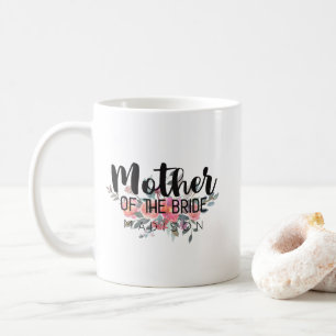 Caneca De Café Chic Casamento Floral Aquarela Mãe da Noiva