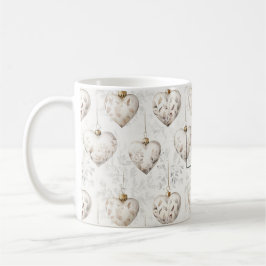 Caneca De Café Chic Cream Grey Hearts Ornaments  