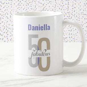 Caneca De Café Chic Fifty & Fabulous 50º Aniversário Personalizad