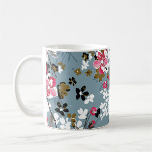 Caneca De Café Chic Floral: Fundo do Pequeno Flor