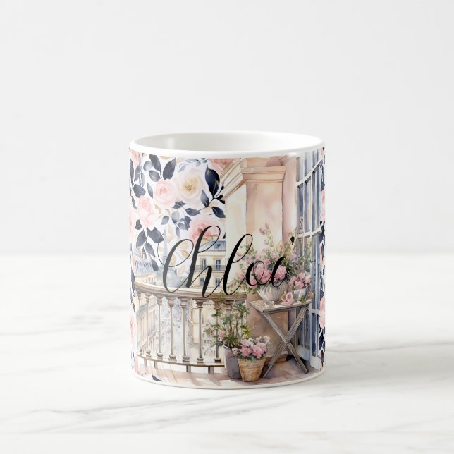Caneca De Café Chic French Blue Pink Paris  (Centro)