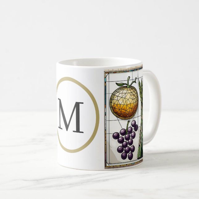 Caneca De Café Chic Geometric Food & Monogram Coffee Mug (Frente Esquerda)