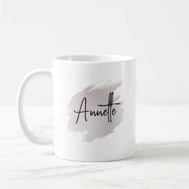 Caneca De Café Chic glittery brushstroke personalized  (Esquerda)