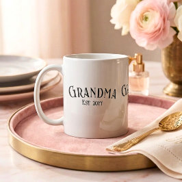 Caneca De Café Chic Grandma Established Personalize Name Year